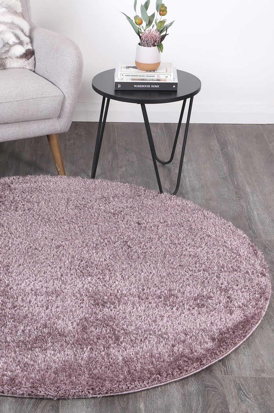Puffy Soft Shaggy Round Rug Lilac Purple