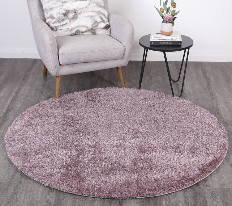 Puffy Soft Shaggy Round Rug Lilac Purple