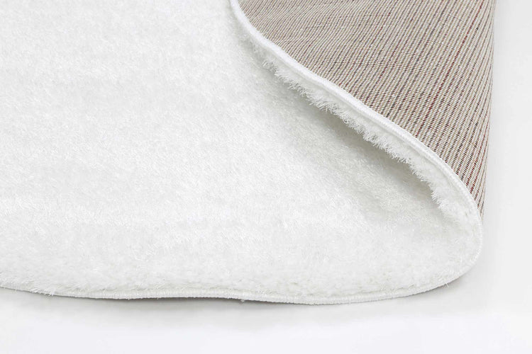 Puffy Soft Shaggy Round Rug White