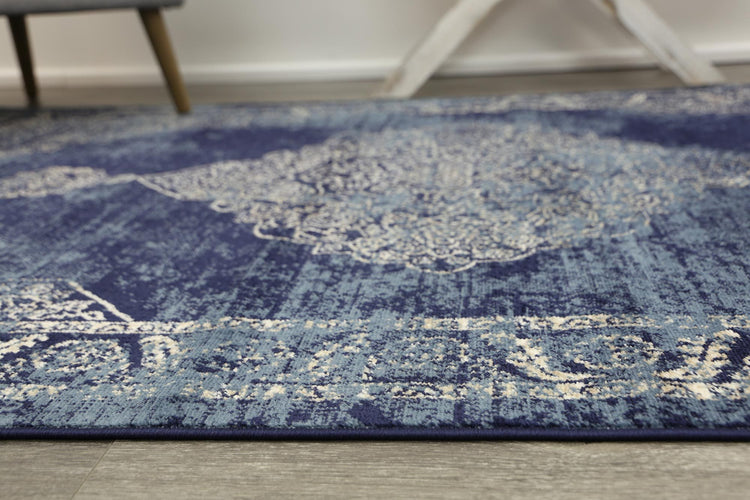 Arya Navy Blue Distress Rug
