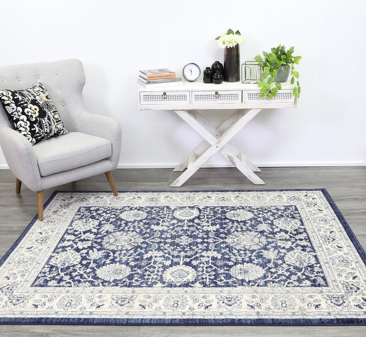Arya Navy Blue Traditional Rug