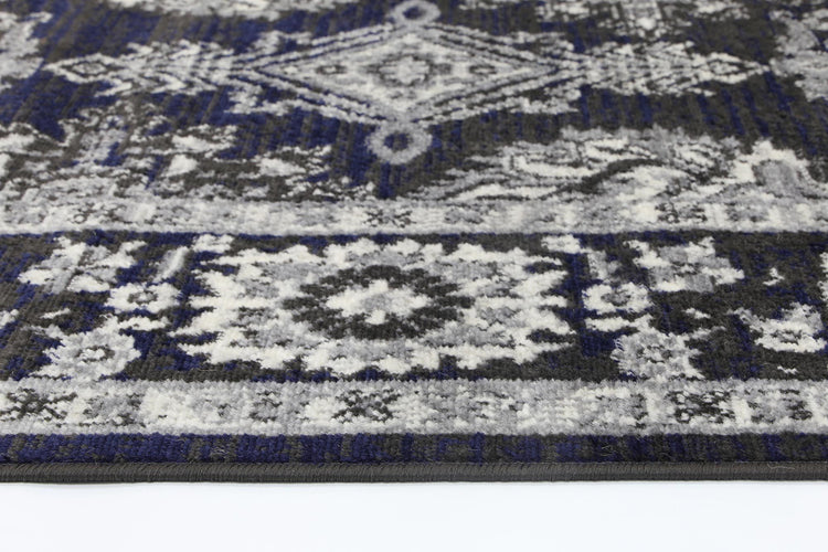 Arya Traditional Navy Grey Rug