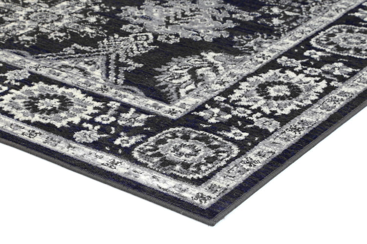 Arya Traditional Navy Grey Rug