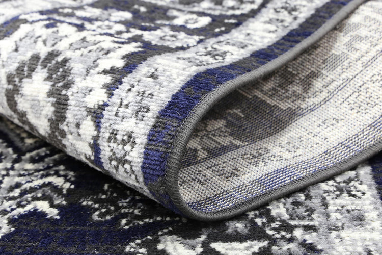 Arya Traditional Navy Grey Rug