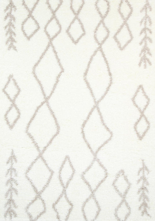 Moroccan Cream and Beige Tribal Rug