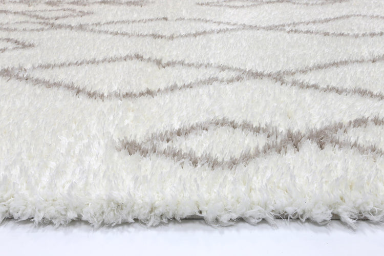 Moroccan Cream and Beige Tribal Rug