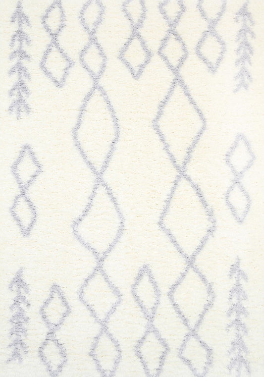 Moroccan Cream and Silver Tribal Rug