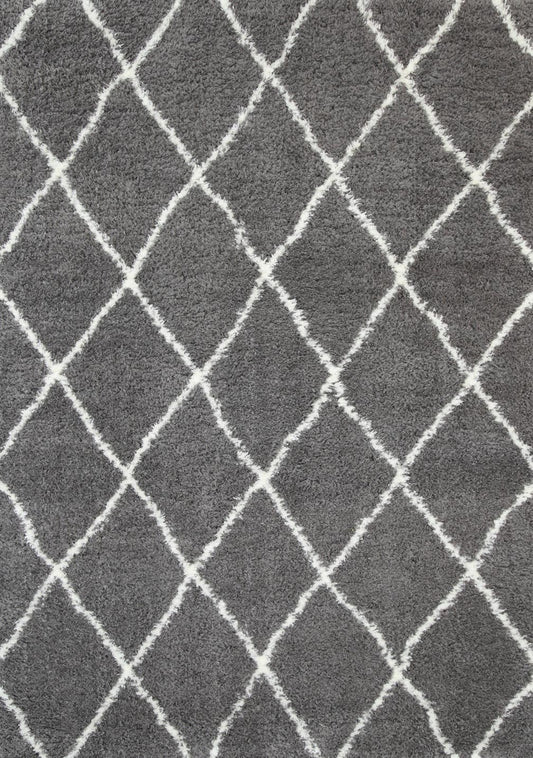 Moroccan Grey and Cream Diamond Rug