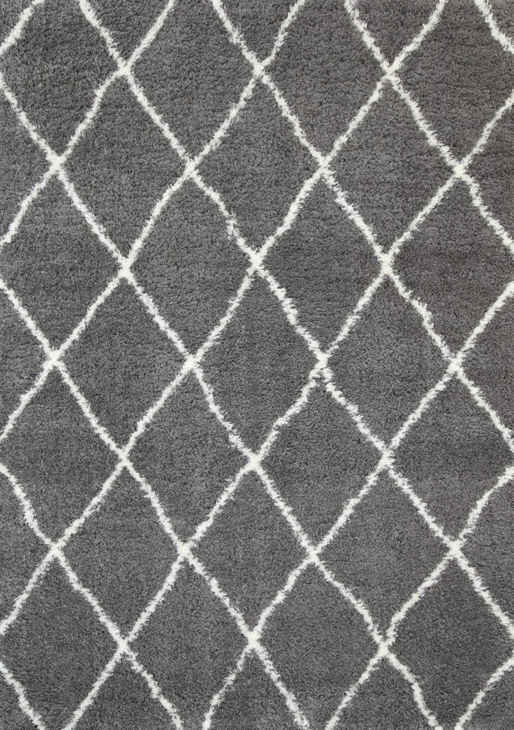 Moroccan Grey and Cream Diamond Rug