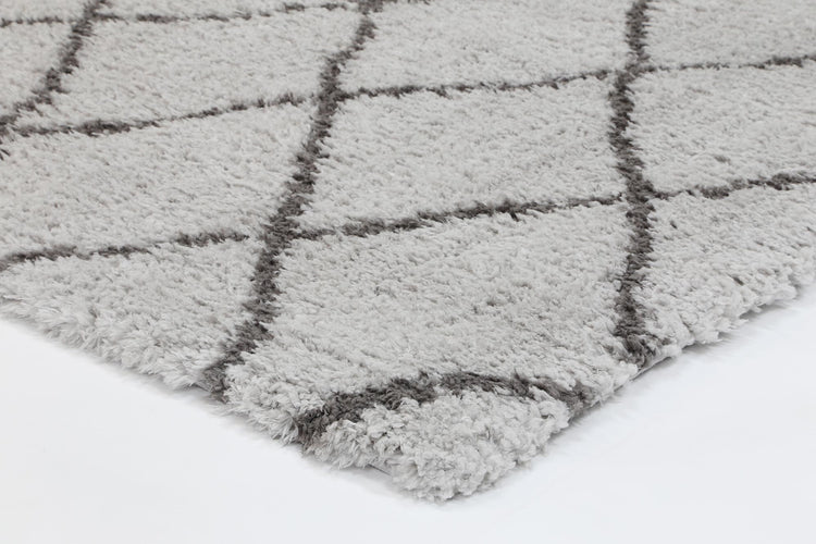 Moroccan Silver and Grey Diamond Rug