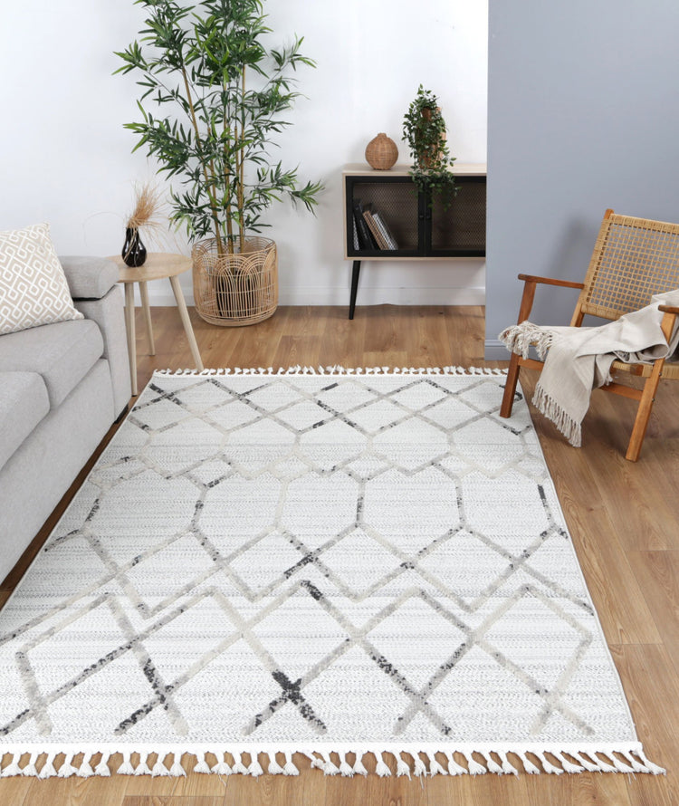 Nefeli Cream Grey Diamond Rug