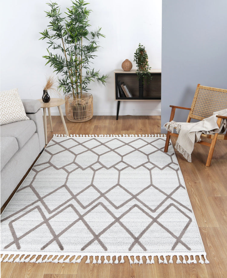 Nefeli Cream Beige Diamond Rug