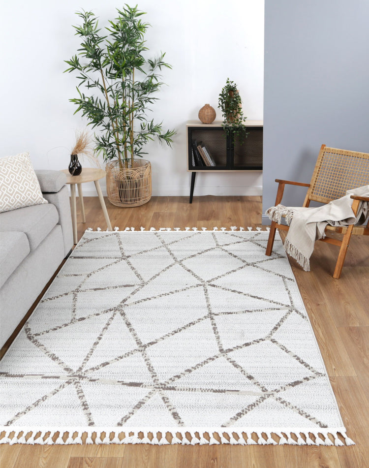 Nefeli Cream Beige Geometric Rug
