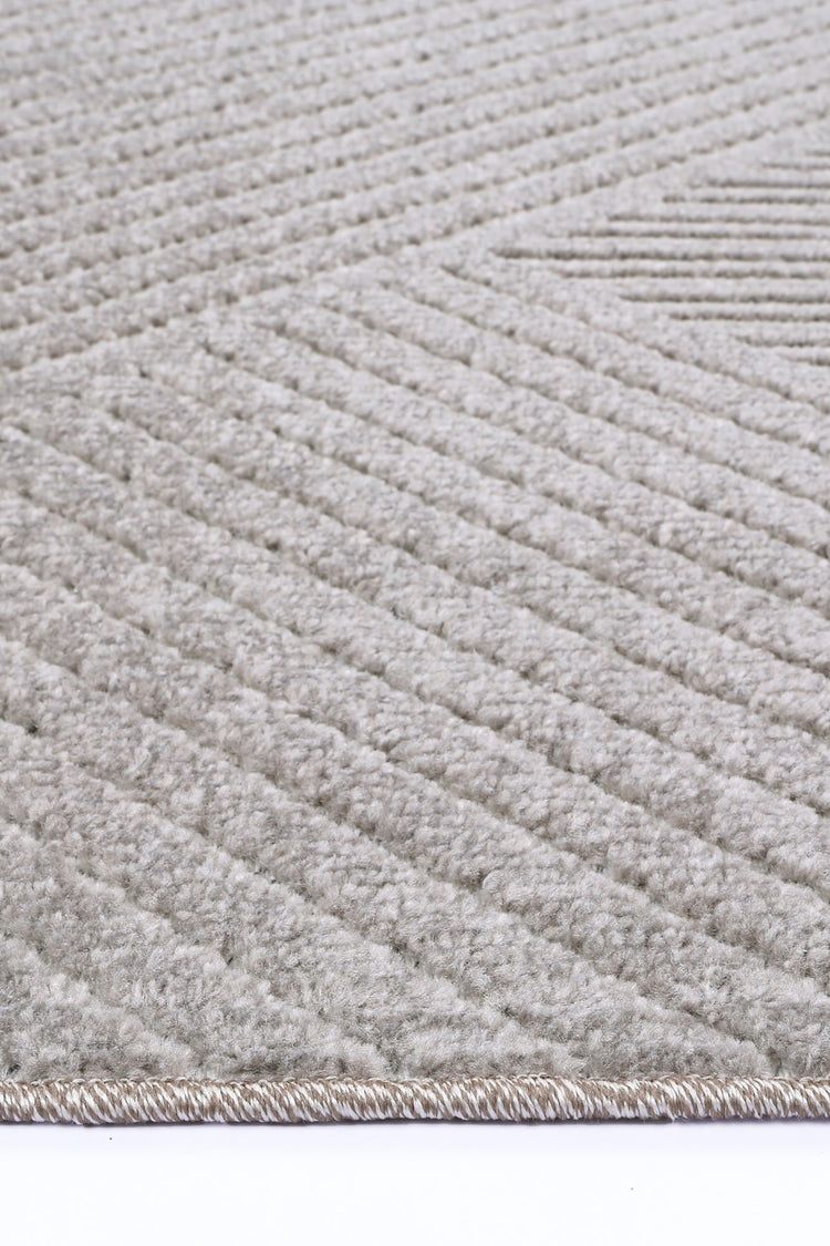 Nefeli Cream Grey Geometric Striped Rug