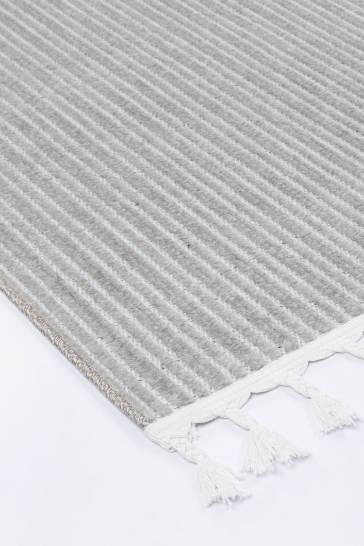 Nefeli Cream Grey Geometric Striped Rug