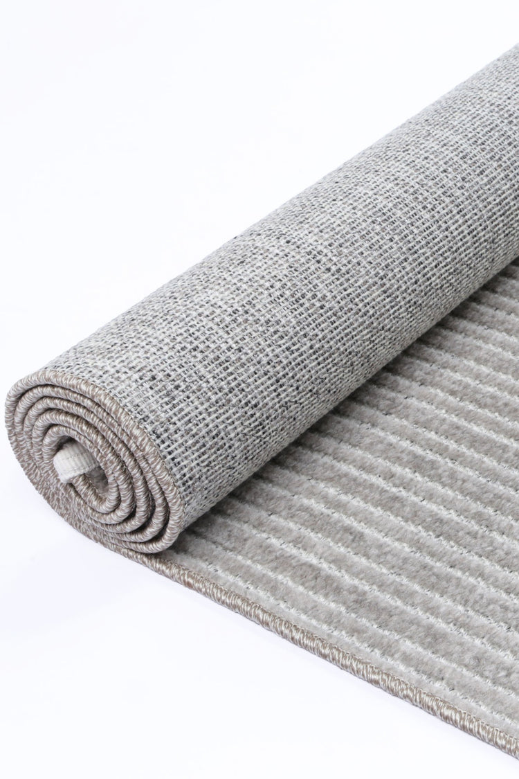 Nefeli Cream Grey Geometric Striped Rug