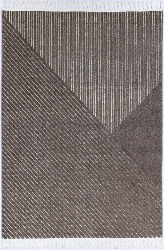 Nefeli Cream Brown Geometric Striped Rug