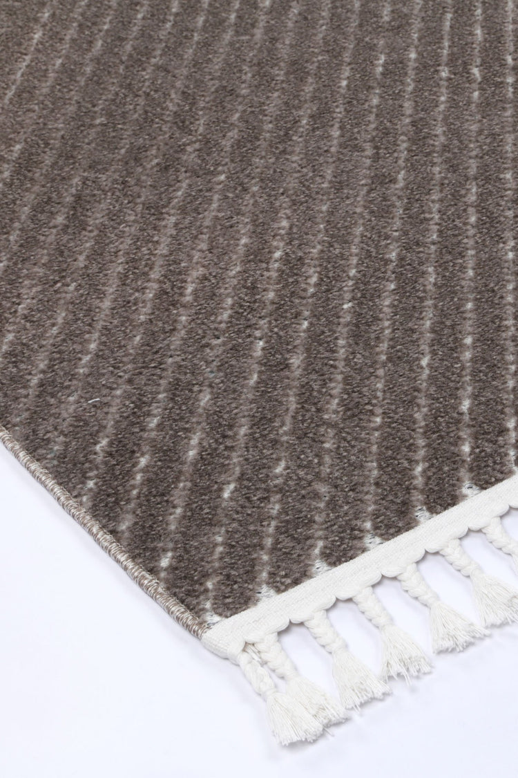 Nefeli Cream Brown Geometric Striped Rug