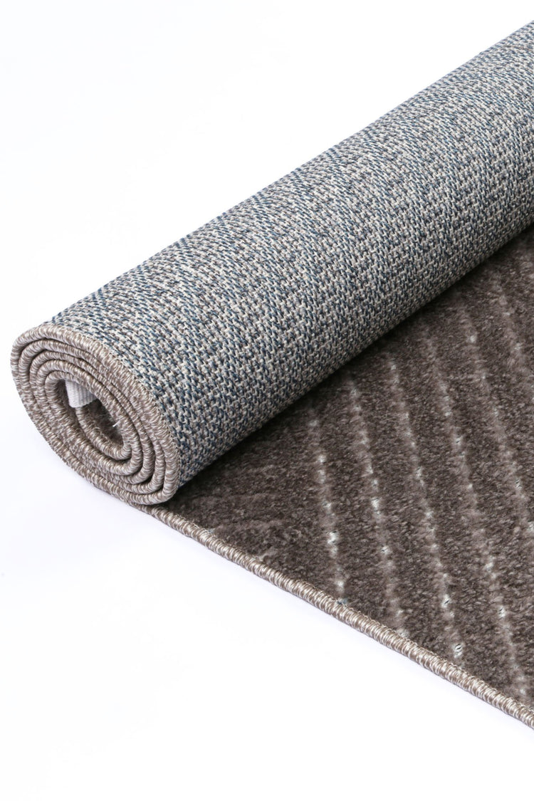 Nefeli Cream Brown Geometric Striped Rug
