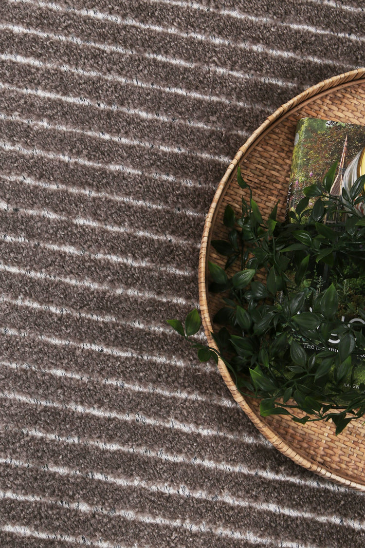 Nefeli Cream Brown Geometric Striped Rug
