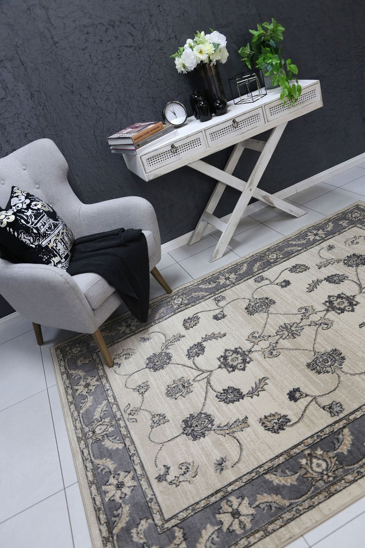 Arya Cream Grey Oriental Rug