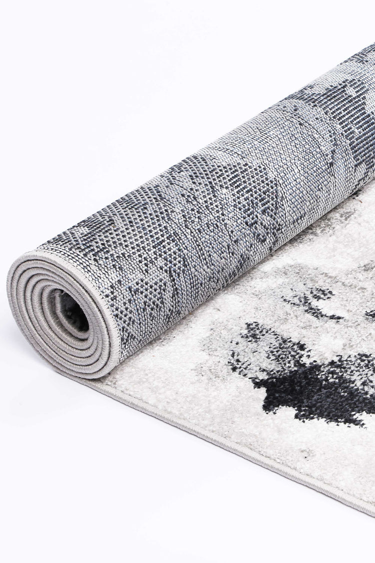 Ermina Modern Abstract Grey Black Rug