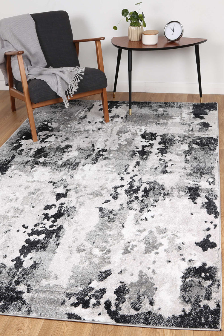 Ermina Modern Abstract Grey Black Rug