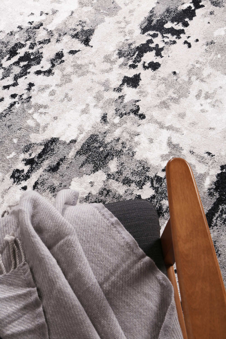 Ermina Modern Abstract Grey Black Rug