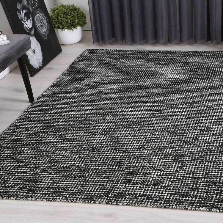 Scandi Black White Reversible Wool Rug