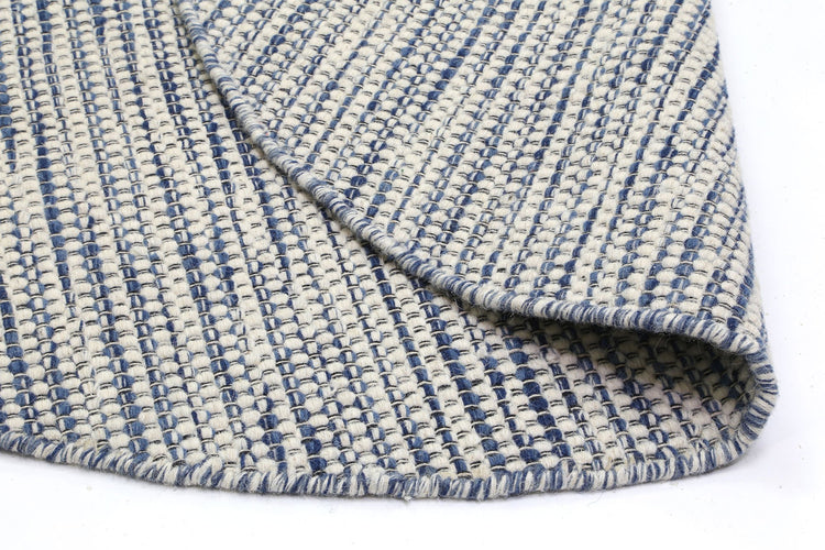 Scandi Blue Reversible Wool Round Rug