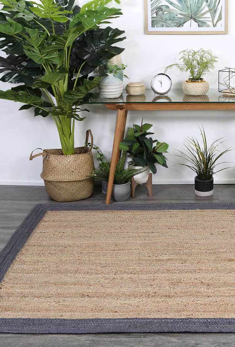 Hampton Grey Border Jute Rug
