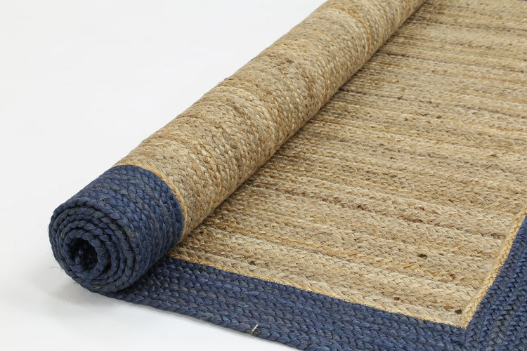 Hampton Navy Blue Border Jute Rug