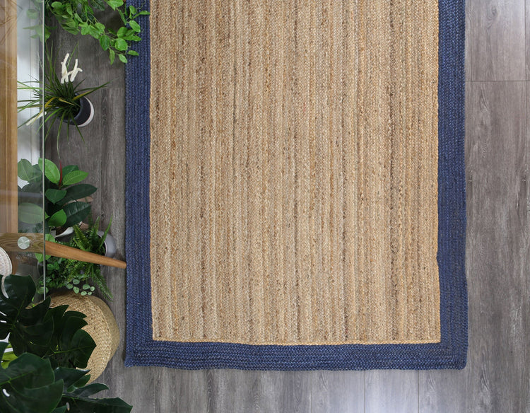 Hampton Navy Blue Border Jute Rug