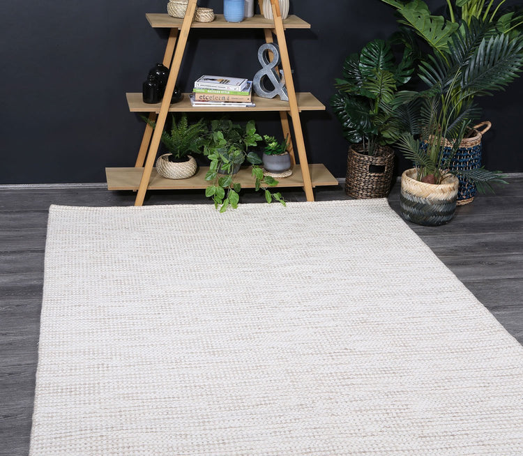 Scandi Beige Brown Reversible Wool Rug