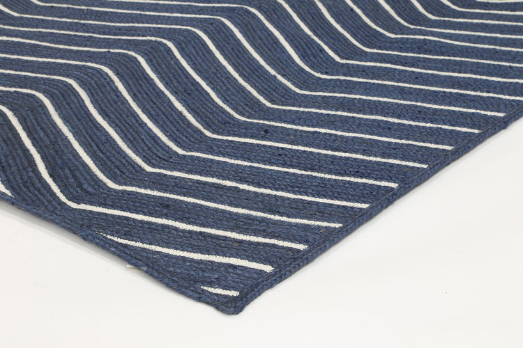 Artisan Navy Blue Natural Chevron Rug