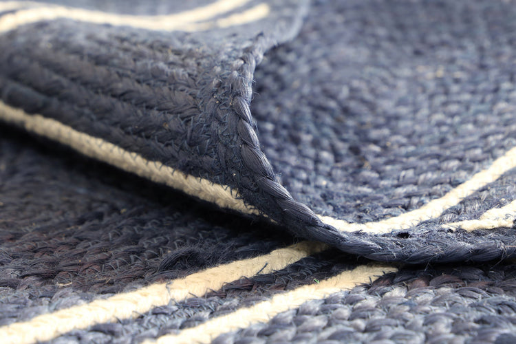 Artisan Navy Blue Natural Chevron Rug