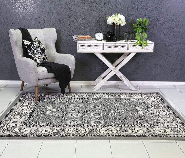 Allure Traditional Border Grey Rug
