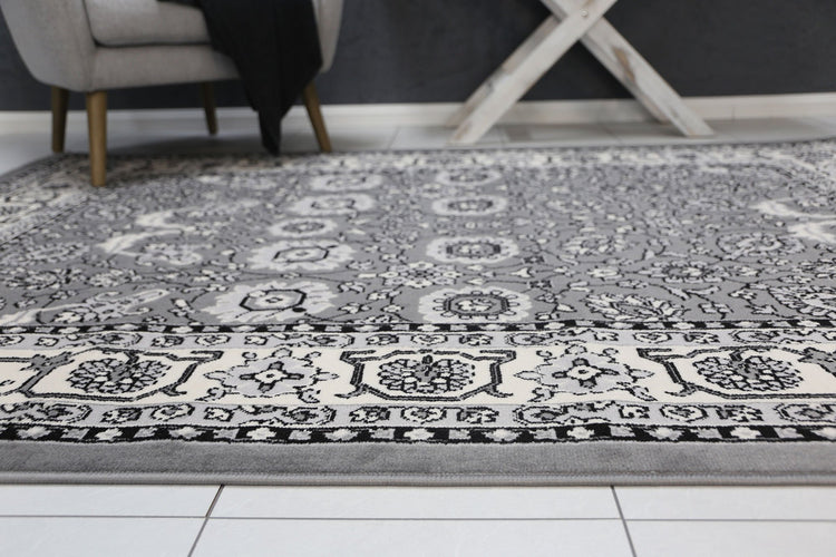 Allure Traditional Border Grey Rug