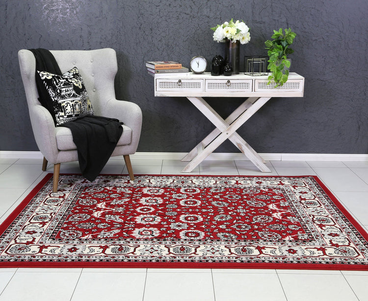 Allure Traditional Border Design Red Rug