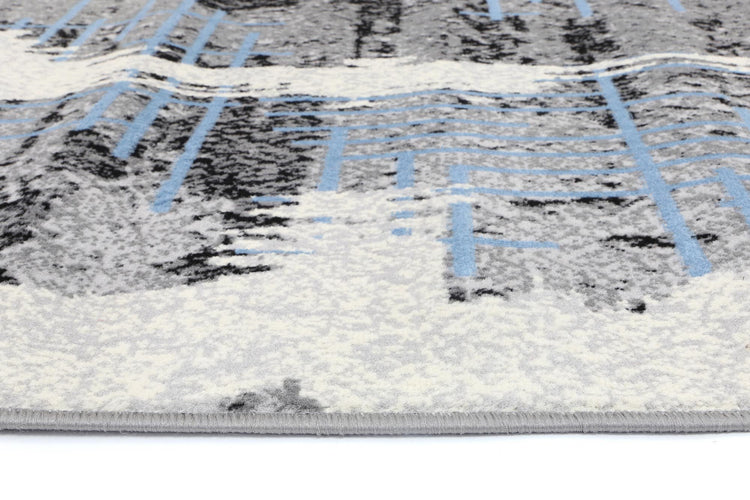 Allure Modern Urban Distressed Grey Blue Rug