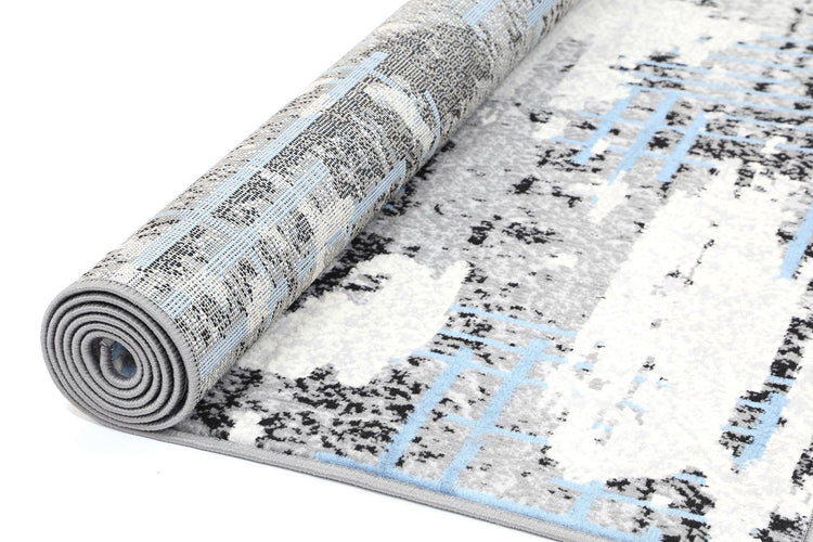 Allure Modern Urban Distressed Grey Blue Rug