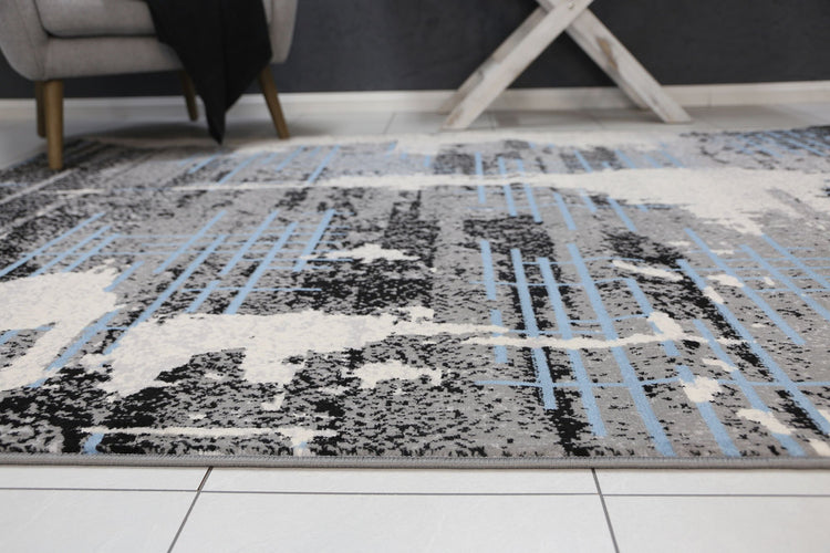 Allure Modern Urban Distressed Grey Blue Rug