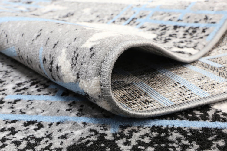 Allure Modern Urban Distressed Grey Blue Rug