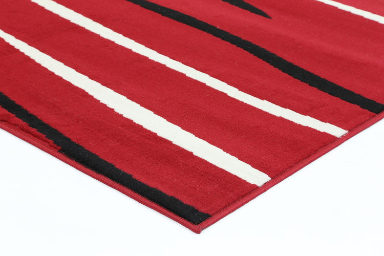 Allure Modern Abstract Stripes Red Rug