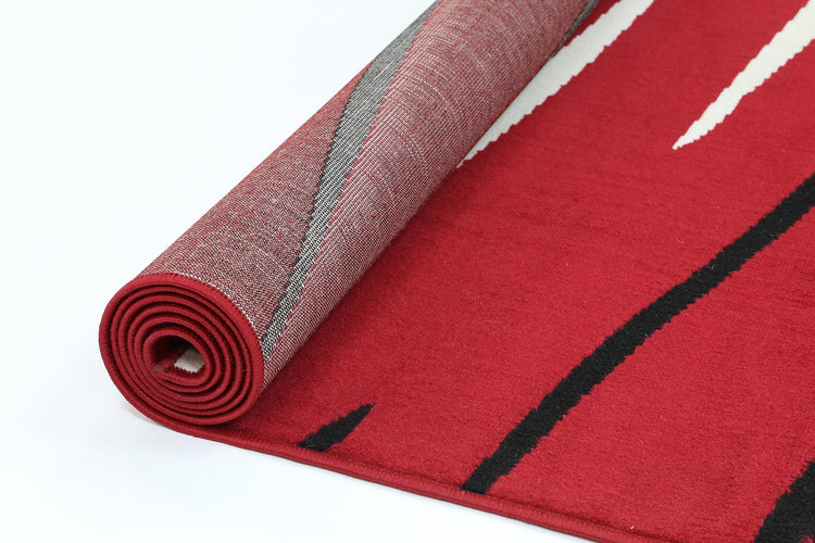 Allure Modern Abstract Stripes Red Rug
