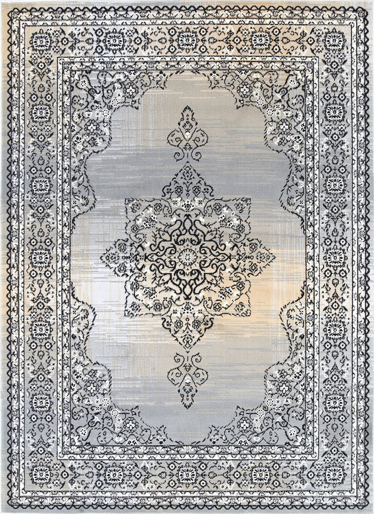 Allure Transitional Medallion Beige Grey Rug