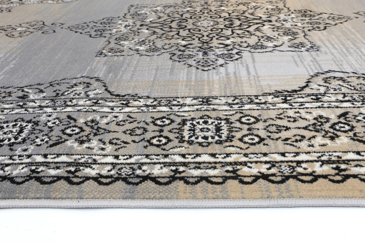 Allure Transitional Medallion Beige Grey Rug