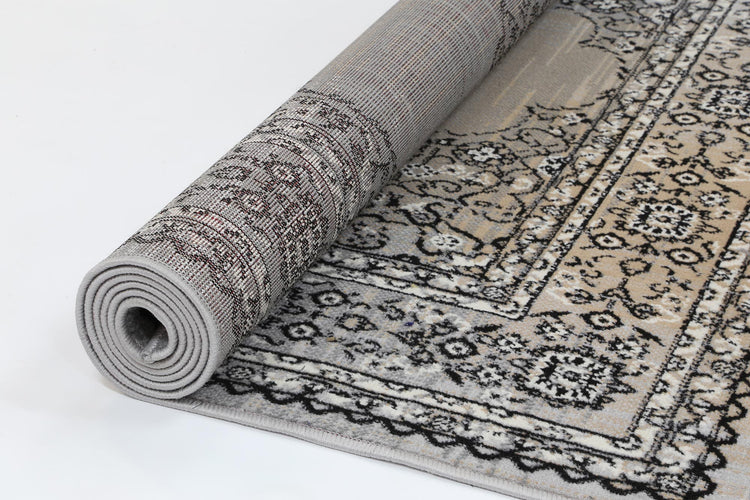 Allure Transitional Medallion Beige Grey Rug