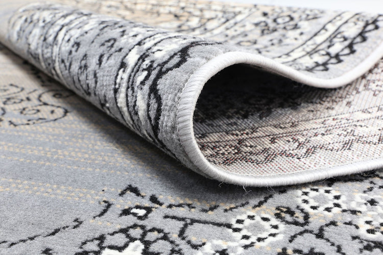 Allure Transitional Medallion Beige Grey Rug