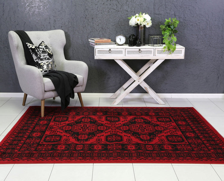 Allure Afghan Khal Rug Red